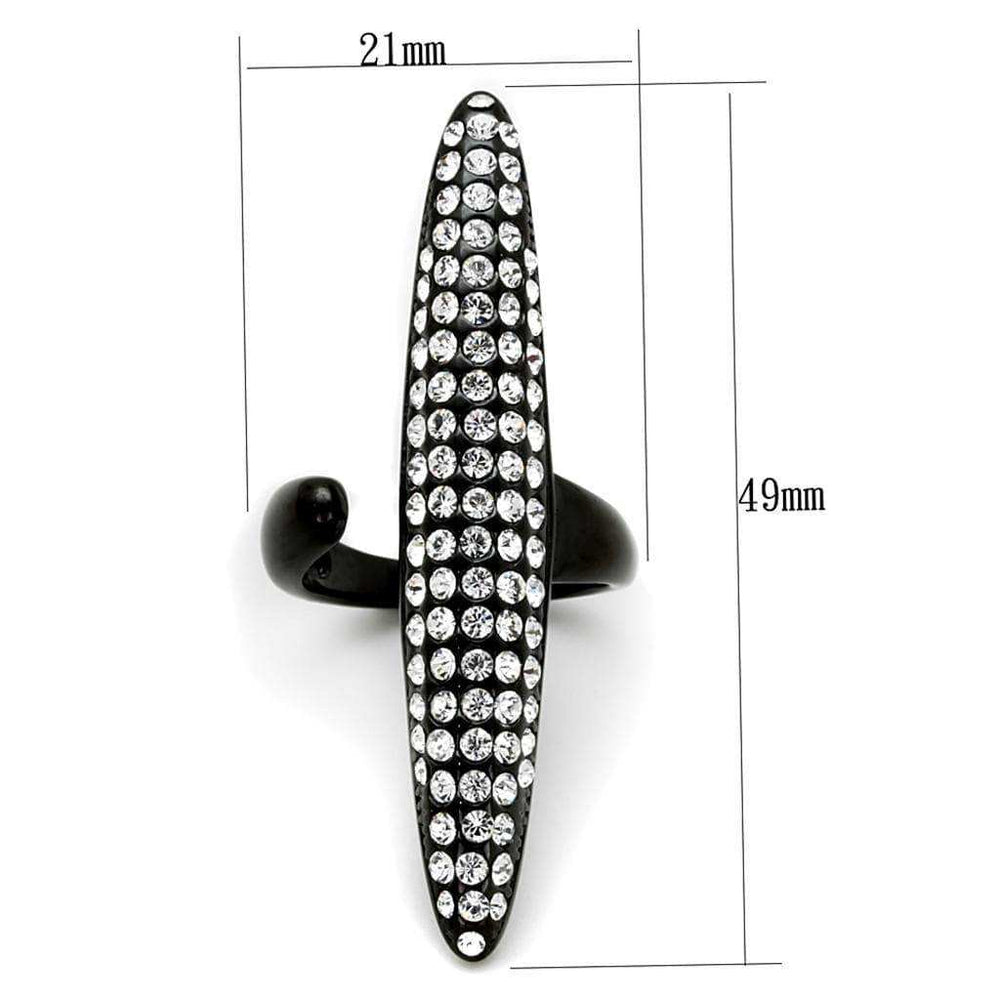 Alamode IP Black(Ion Plating) Stainless Steel Ring with Top Grade Crystal in Clear - Alamode - Flyclothing LLC