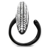 Alamode IP Black(Ion Plating) Stainless Steel Ring with Top Grade Crystal in Clear - Alamode - Flyclothing LLC
