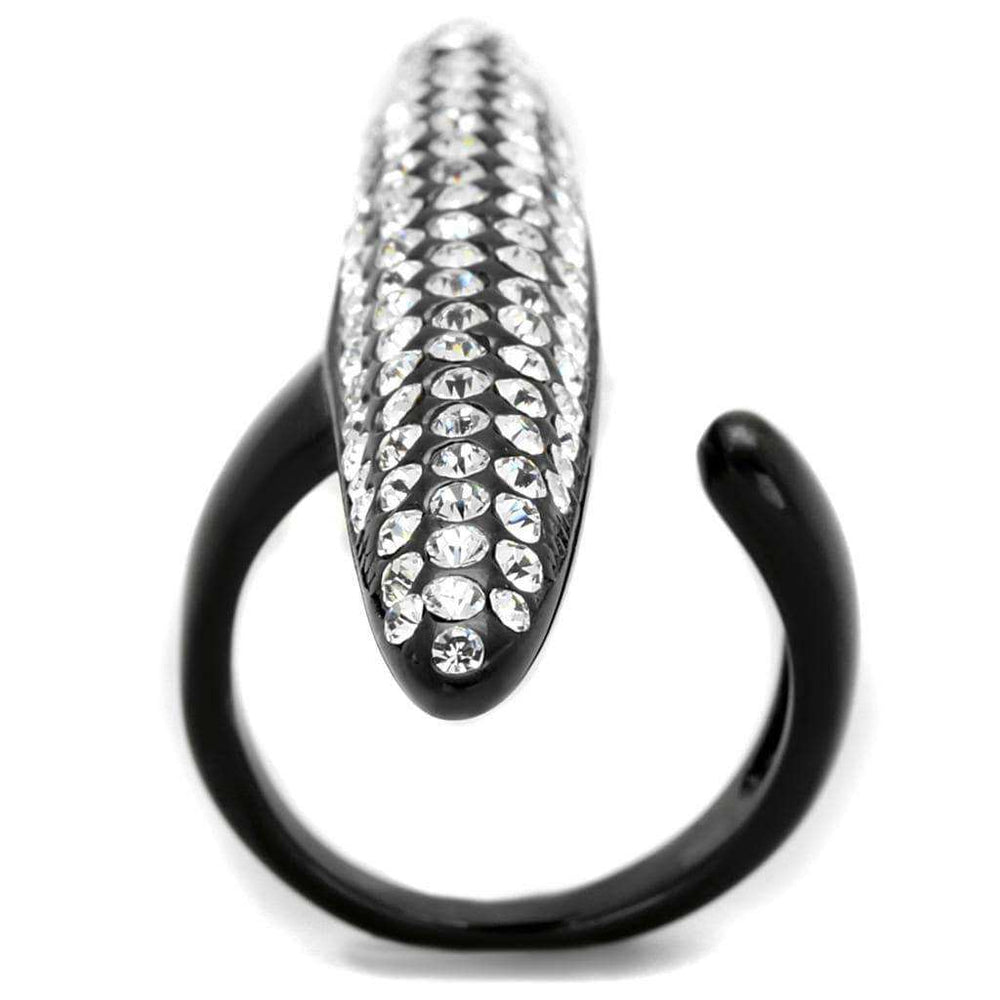 Alamode IP Black(Ion Plating) Stainless Steel Ring with Top Grade Crystal in Clear - Alamode - Flyclothing LLC