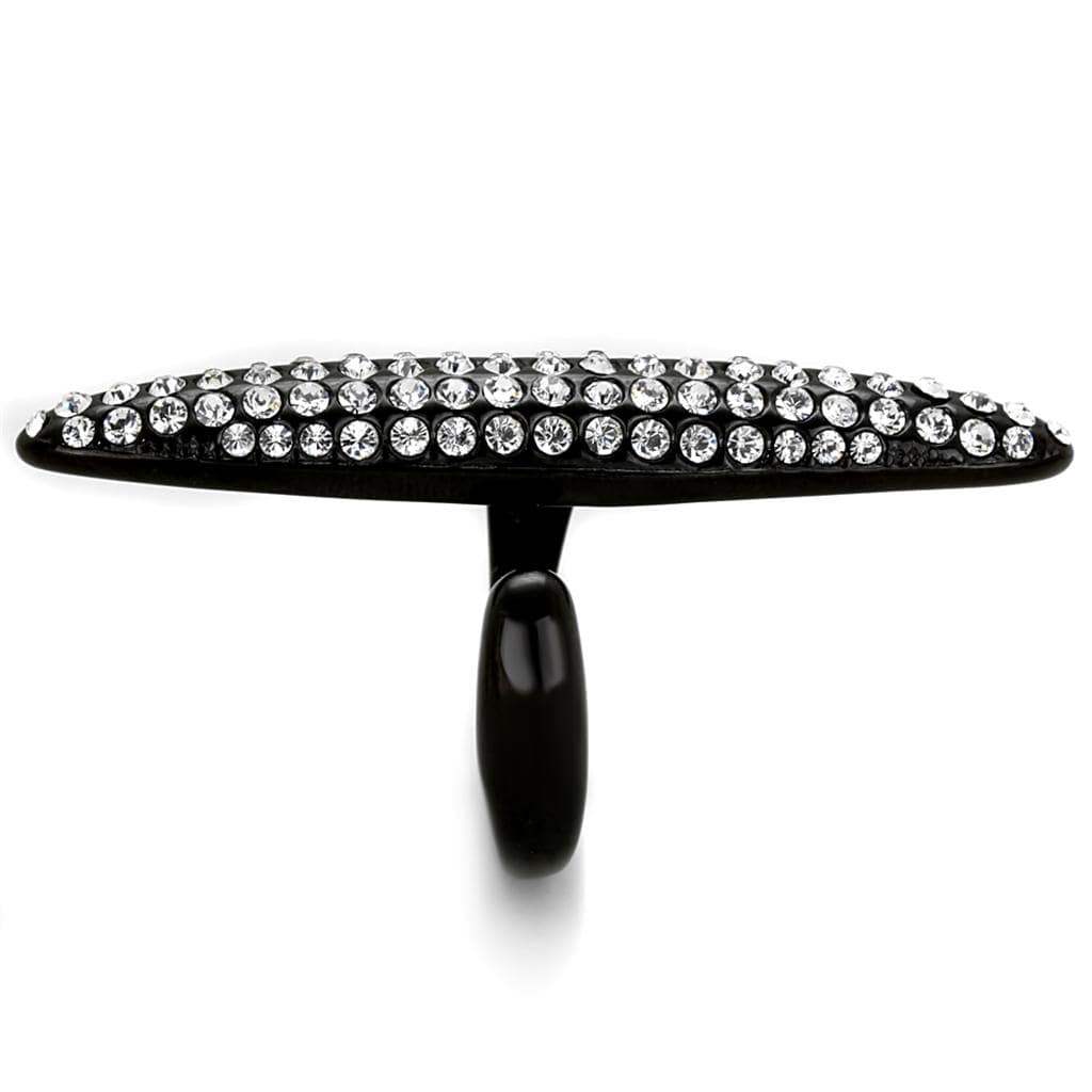 Alamode IP Black(Ion Plating) Stainless Steel Ring with Top Grade Crystal in Clear - Alamode - Flyclothing LLC