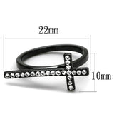 Alamode TIN Cobalt Black Brass Ring with Top Grade Crystal in Clear - Alamode - Flyclothing LLC