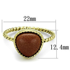 Alamode Gold Brass Ring with Synthetic Cat Eye in Brown - Alamode