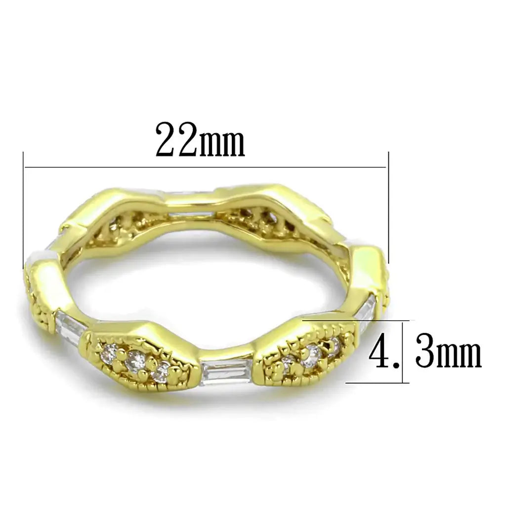 Alamode Gold Brass Ring with AAA Grade CZ in Clear - Alamode - Flyclothing LLC