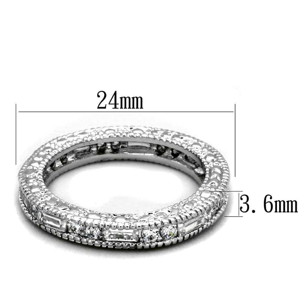 Alamode Rhodium Brass Ring with AAA Grade CZ in Clear - Alamode - Flyclothing LLC