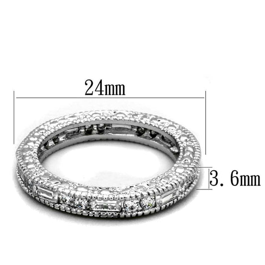 Alamode Rhodium Brass Ring with AAA Grade CZ in Clear - Alamode - Flyclothing LLC