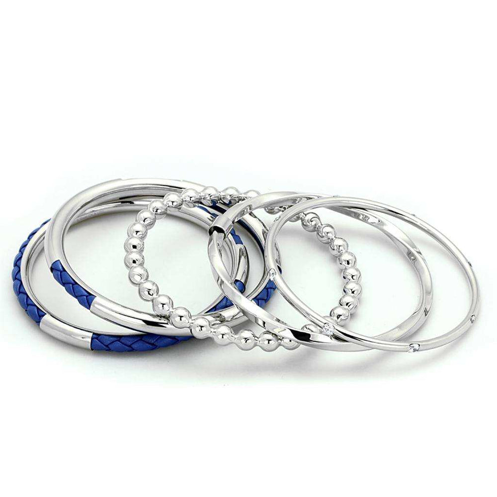 Alamode High polished (no plating) Stainless Steel Bangle with AAA Grade CZ in Clear - Alamode - Flyclothing LLC