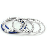 Alamode High polished (no plating) Stainless Steel Bangle with AAA Grade CZ in Clear - Alamode