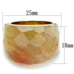 Alamode Gold Brass Ring with Synthetic Synthetic Glass in Light Peach - Alamode