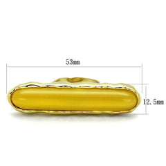 Alamode Gold Brass Ring with Synthetic Cat Eye in Topaz - Alamode