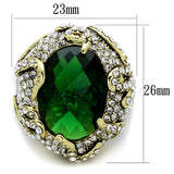 Alamode Flash Gold Brass Ring with Synthetic Synthetic Glass in Emerald - Alamode