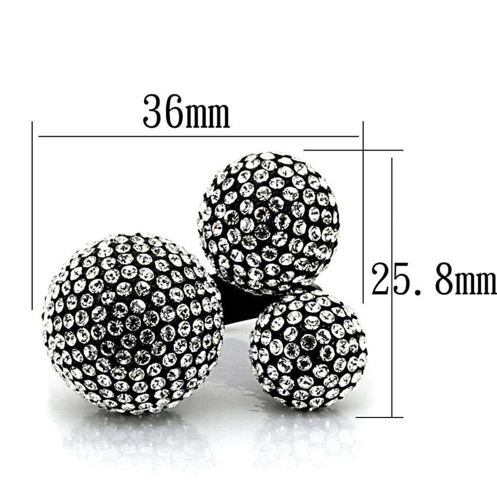 Alamode TIN Cobalt Black Brass Ring with Top Grade Crystal in Clear - Alamode - Flyclothing LLC