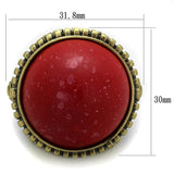 Alamode Antique Copper Brass Ring with Synthetic Synthetic Stone in Siam - Alamode