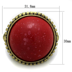 Alamode Antique Copper Brass Ring with Synthetic Synthetic Stone in Siam