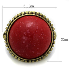 Alamode Antique Copper Brass Ring with Synthetic Synthetic Stone in Siam - Alamode