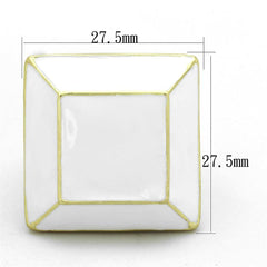 Alamode Gold & Brush Brass Ring with Epoxy in White - Alamode