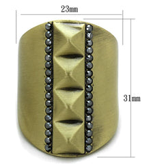 Alamode Antique Copper Brass Ring with Top Grade Crystal in Hematite - Alamode