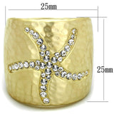 Alamode Gold & Brush Brass Ring with Top Grade Crystal in Clear - Alamode