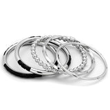 Alamode High polished (no plating) Stainless Steel Bangle with AAA Grade CZ in Clear - Alamode