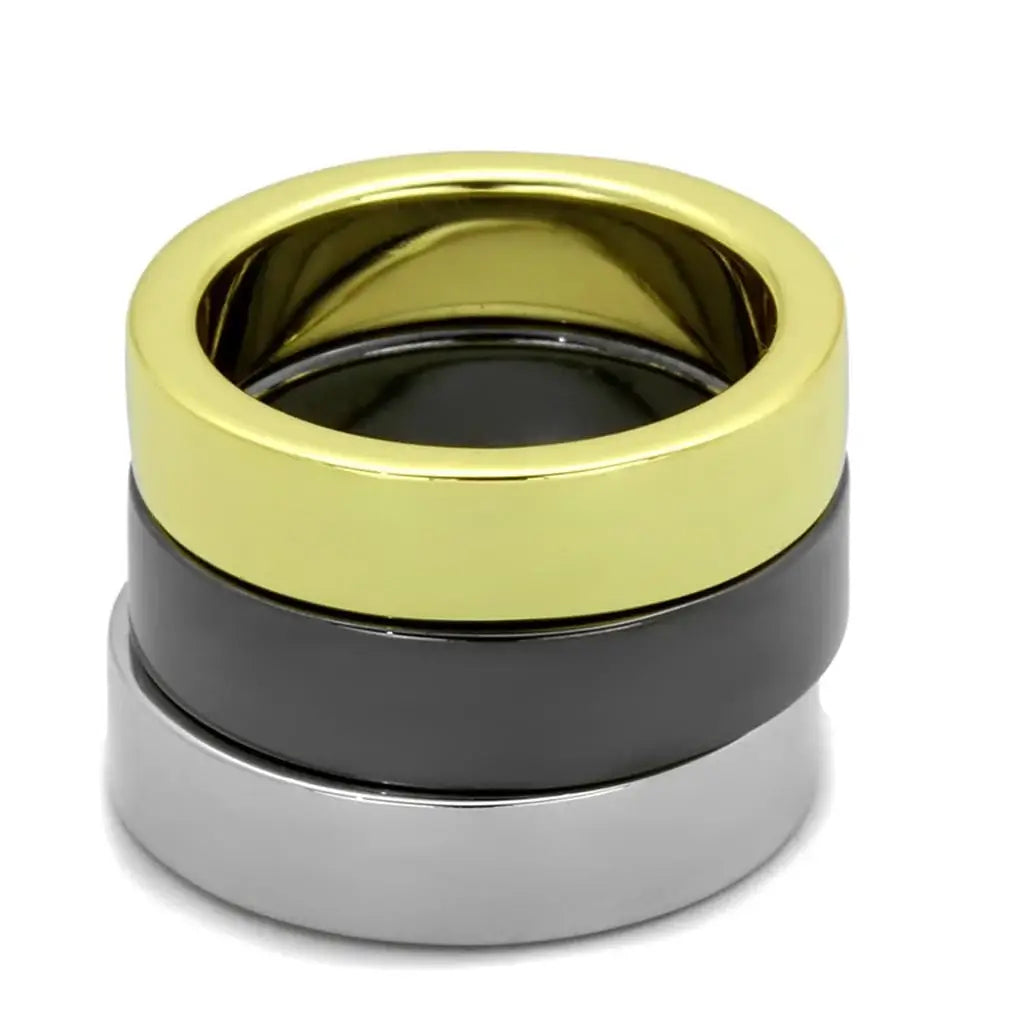 Alamode Rhodium+Gold+ Ruthenium Brass Ring with No Stone - Alamode - Flyclothing LLC
