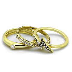 Alamode Gold Brass Ring with Top Grade Crystal in Clear - Alamode