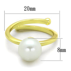 Alamode Gold Brass Ring with Synthetic Pearl in White