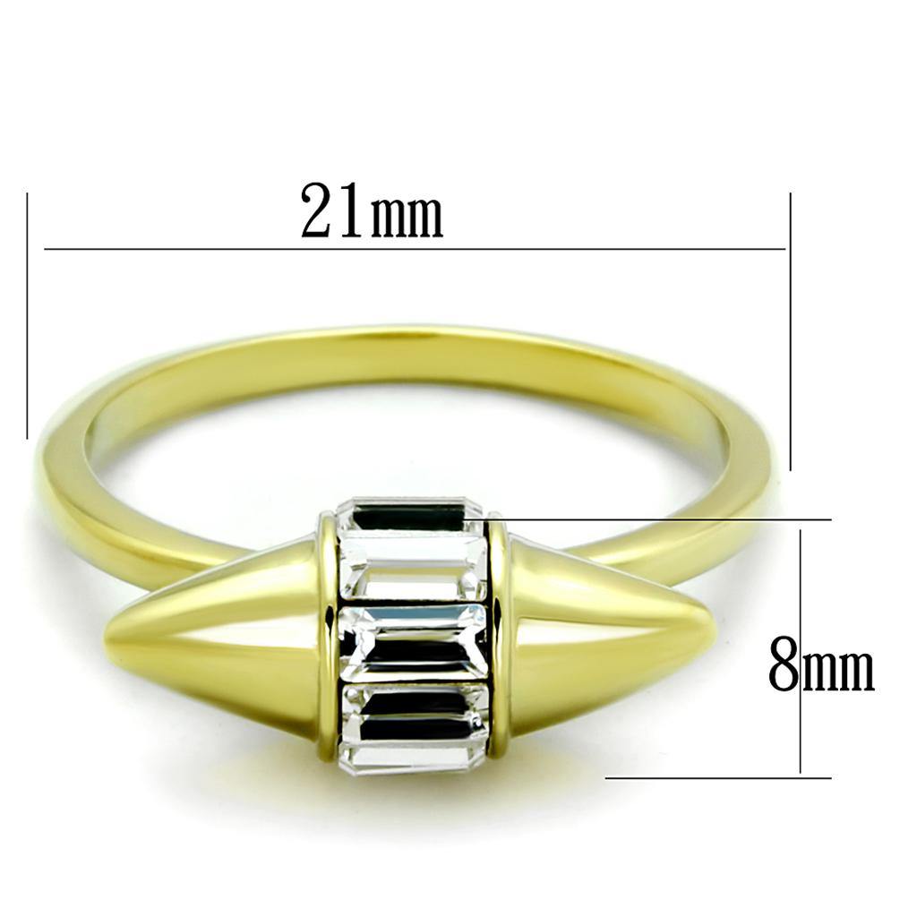 Alamode Gold Brass Ring with Top Grade Crystal in Clear - Alamode