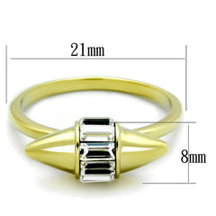 Alamode Gold Brass Ring with Top Grade Crystal in Clear - Alamode