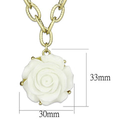 Alamode Gold & Brush Brass Necklace with Synthetic Synthetic Stone in White - Alamode
