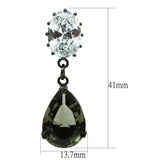 Alamode Ruthenium Brass Earrings with Synthetic Synthetic Glass in Black Diamond - Alamode - Flyclothing LLC