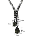 Alamode Ruthenium Brass Necklace with Synthetic Synthetic Glass in Black Diamond - Alamode - Flyclothing LLC