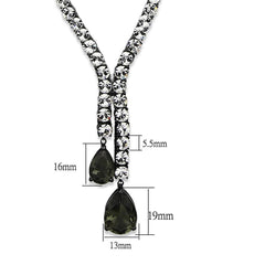 Alamode Ruthenium Brass Necklace with Synthetic Synthetic Glass in Black Diamond