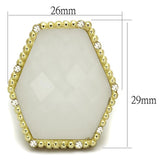 Alamode Gold & Brush Brass Ring with Synthetic Synthetic Stone in Clear - Alamode