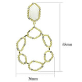 Alamode Gold & Brush Brass Earrings with Synthetic Synthetic Stone in White - Alamode - Flyclothing LLC