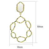 Alamode Gold & Brush Brass Earrings with Synthetic Synthetic Stone in White - Alamode