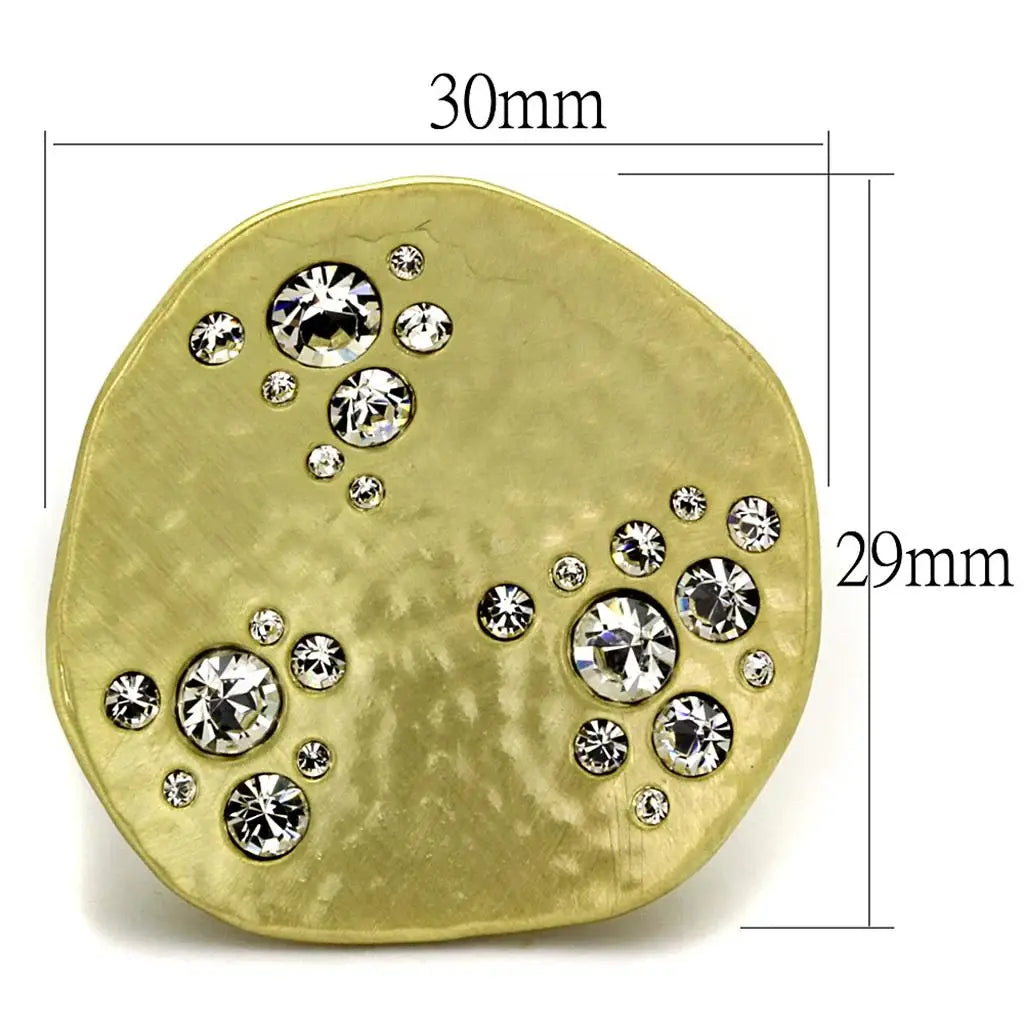 Alamode Gold & Brush Brass Ring with Top Grade Crystal in Clear - Alamode - Flyclothing LLC