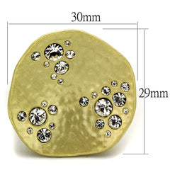 Alamode Gold & Brush Brass Ring with Top Grade Crystal in Clear - Alamode