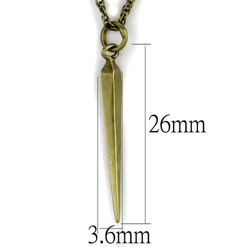 Alamode Antique Copper Brass Chain Pendant with No Stone - Alamode - Flyclothing LLC