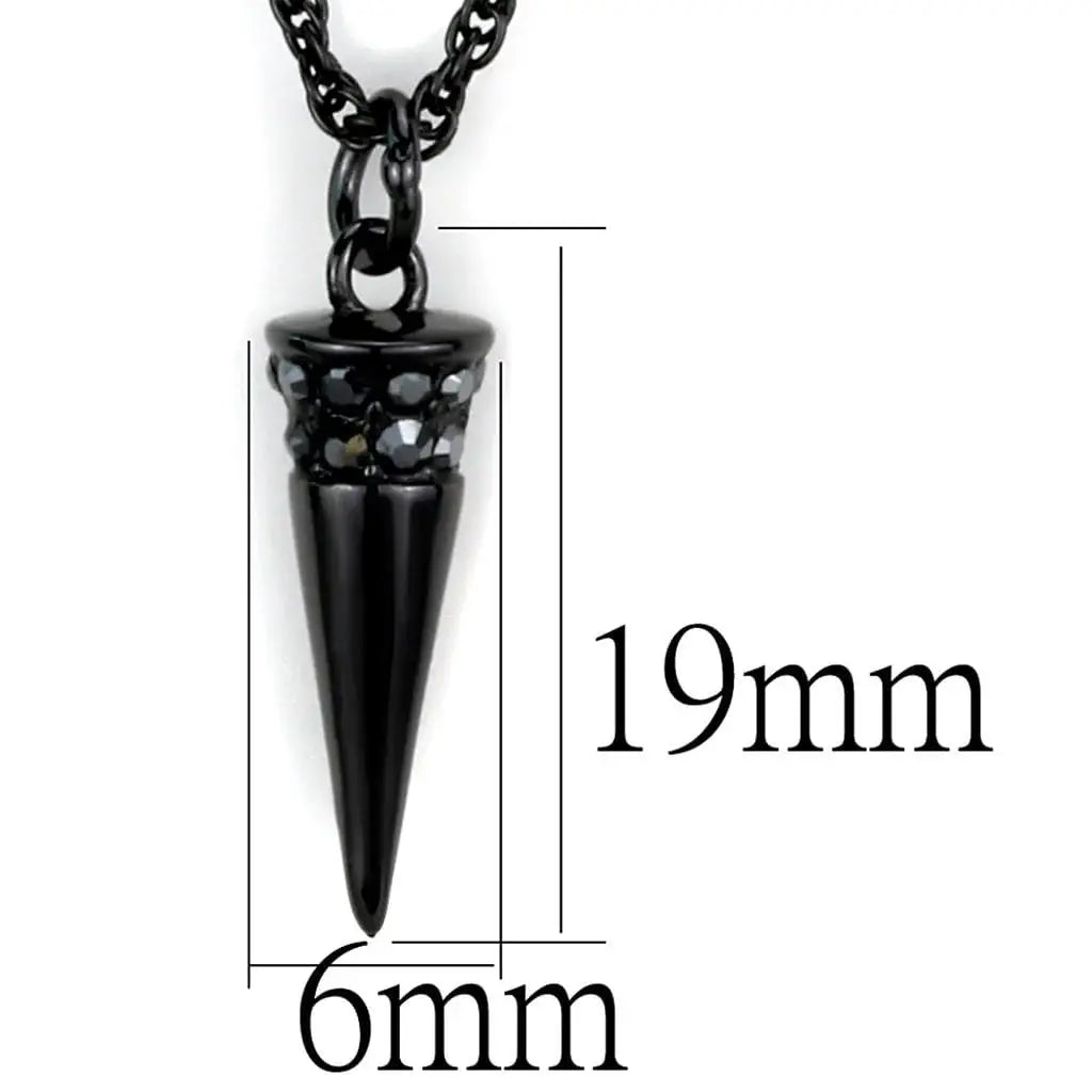Alamode TIN Cobalt Black Brass Chain Pendant with Top Grade Crystal in Hematite - Alamode - Flyclothing LLC