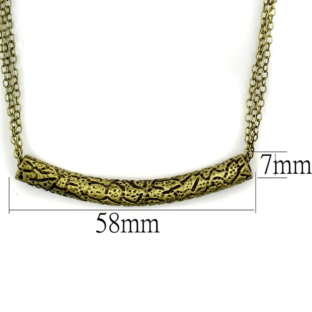 Alamode Antique Copper Brass Necklace with No Stone - Alamode - Flyclothing LLC