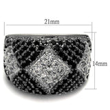 Alamode Rhodium + Ruthenium Brass Ring with AAA Grade CZ in Black Diamond - Alamode - Flyclothing LLC