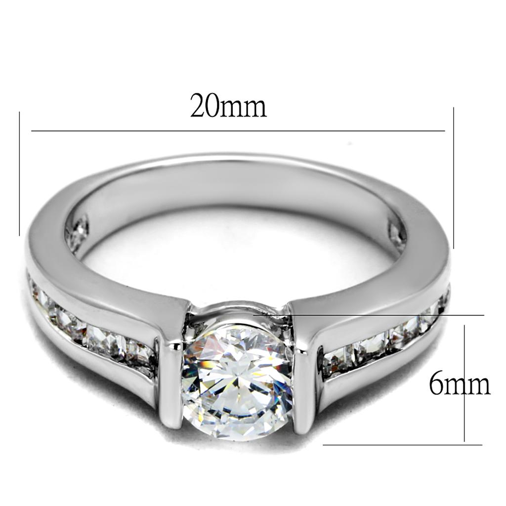Alamode Rhodium Brass Ring with AAA Grade CZ in Clear