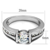Alamode Rhodium Brass Ring with AAA Grade CZ in Clear - Alamode