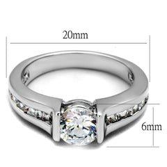 Alamode Rhodium Brass Ring with AAA Grade CZ in Clear
