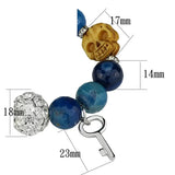 Alamode Rhodium Brass Bracelet with Synthetic Onyx in Multi Color - Alamode - Flyclothing LLC