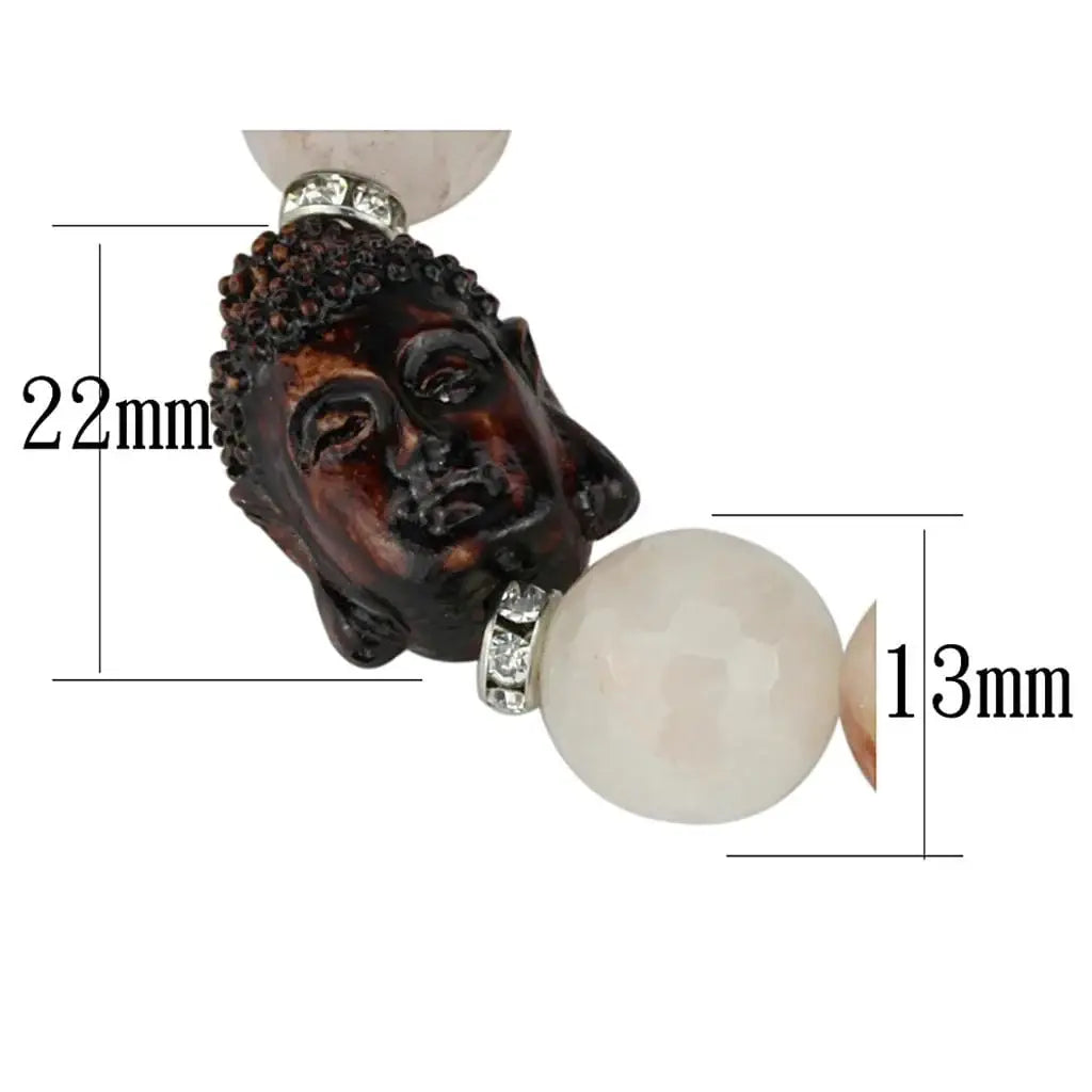 Alamode Rhodium Brass Bracelet with Synthetic Onyx in Light Rose - Alamode - Flyclothing LLC