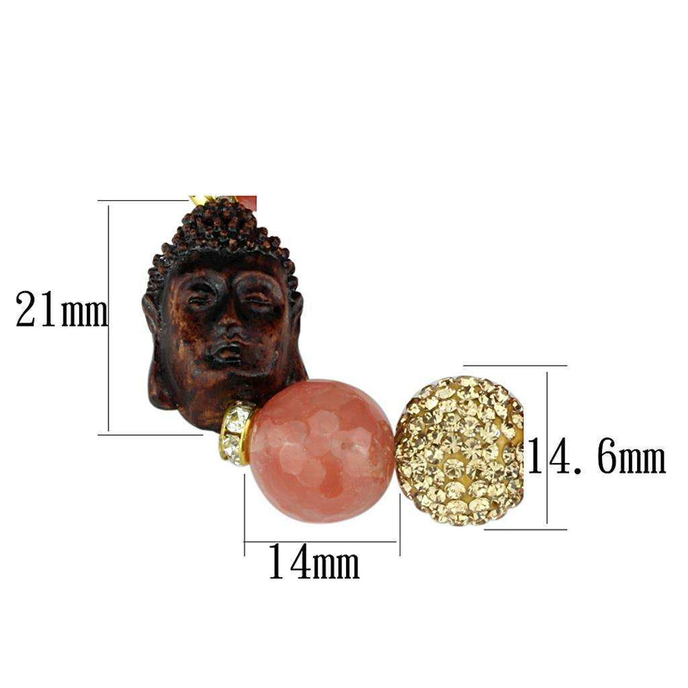 Alamode Antique Copper White Metal Bracelet with Synthetic Onyx in Rose - Alamode - Flyclothing LLC