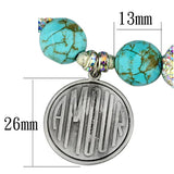 Alamode Antique Silver White Metal Bracelet with Synthetic Turquoise in Turquoise - Alamode - Flyclothing LLC