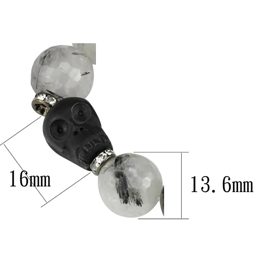 Alamode Ruthenium Brass Bracelet with Synthetic Onyx in Multi Color - Alamode - Flyclothing LLC