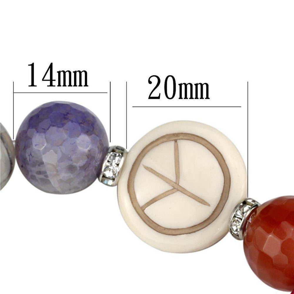 Alamode Antique Silver Brass Bracelet with Synthetic Onyx in Multi Color - Alamode - Flyclothing LLC