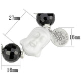 Alamode Antique Silver White Metal Bracelet with Synthetic Synthetic Glass in Jet - Alamode
